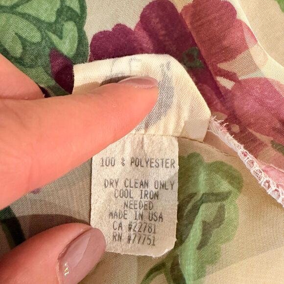 Vintage 1980s Betsey Johnson Sheer Floral Tie Front Blouse Shrug Size Small - Picture 9 of 9